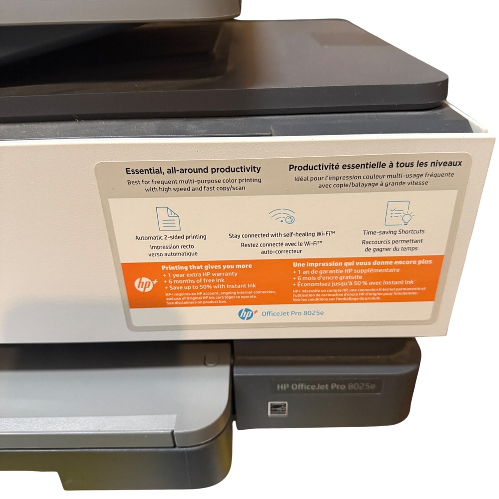 HP OfficeJet Pro 8025e All-in-One Wireless Color Inkjet Printer White Basalt - Picture 2 of 5